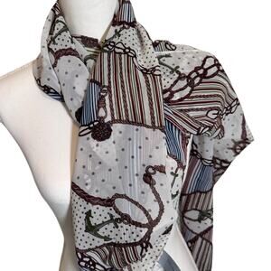 Zara White Brown Rope Anchor Print Scarf Nautical Boat Fall Womens Accessories